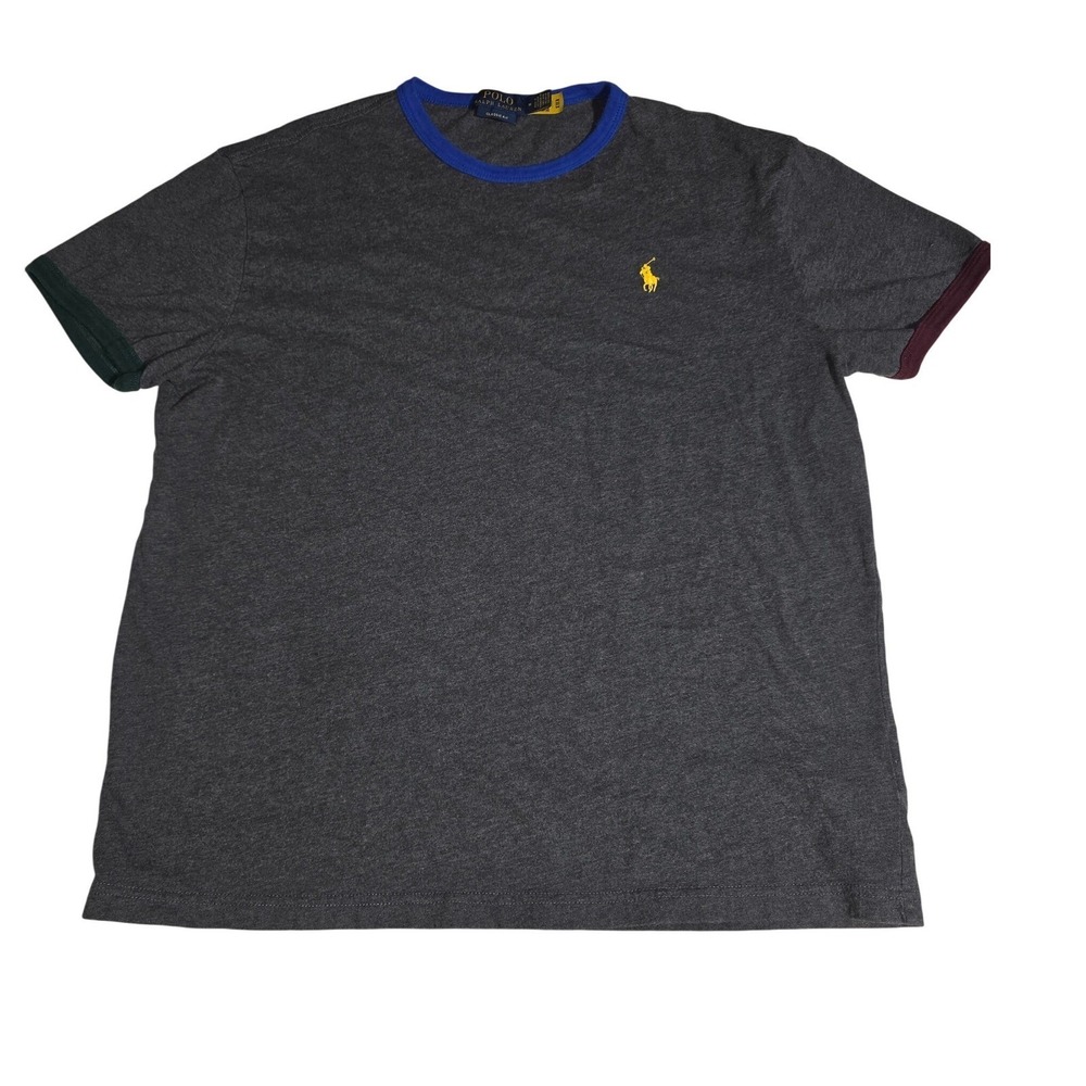 Polo Ralph Lauren Mens Classic Fit Ringer T-Shirt Gray Blue Green Size M B30